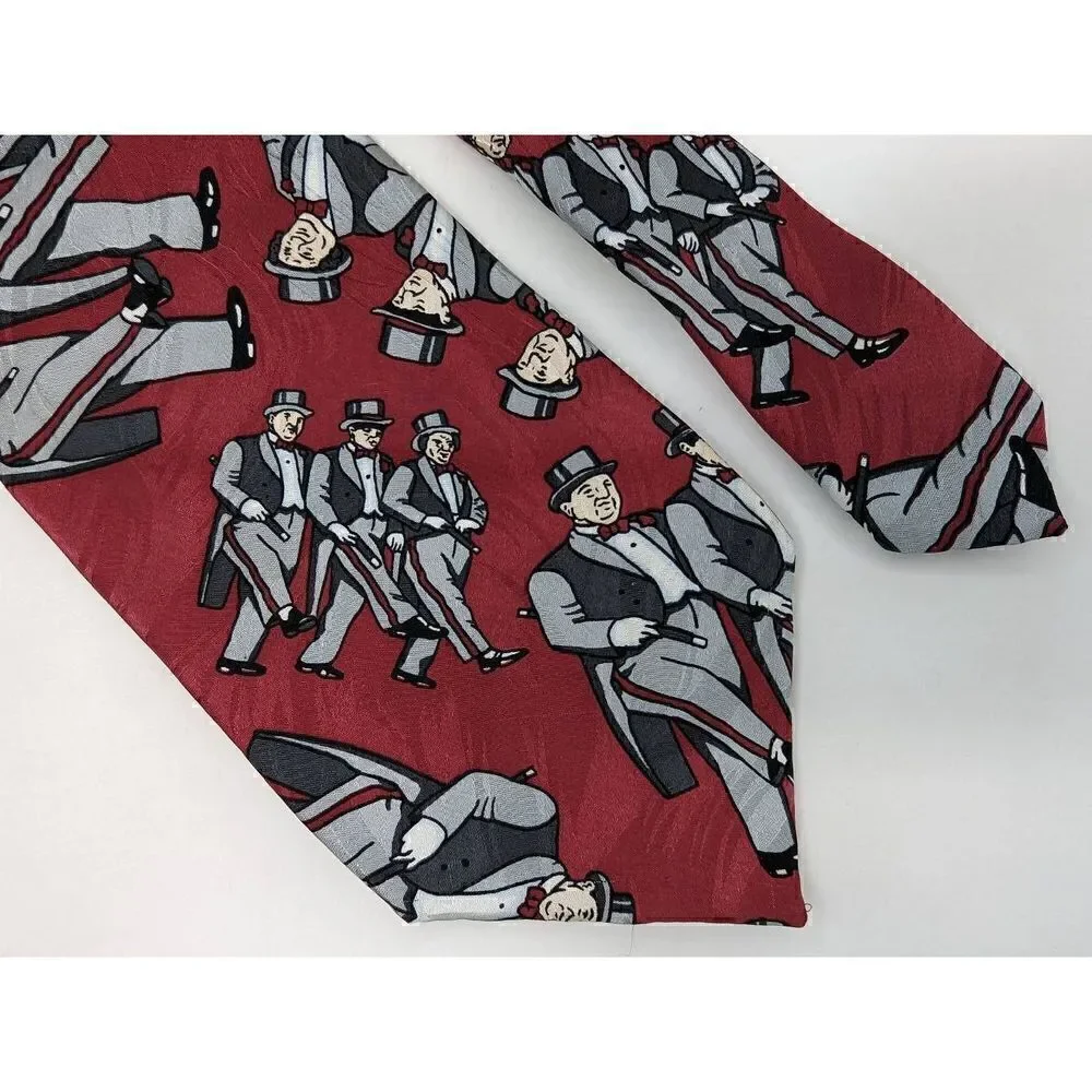 RM STYLE RALPH MARLIN SILK TIE THREE 3 STOOGES TUXEDO RED GRAY SMOOTH 3.75